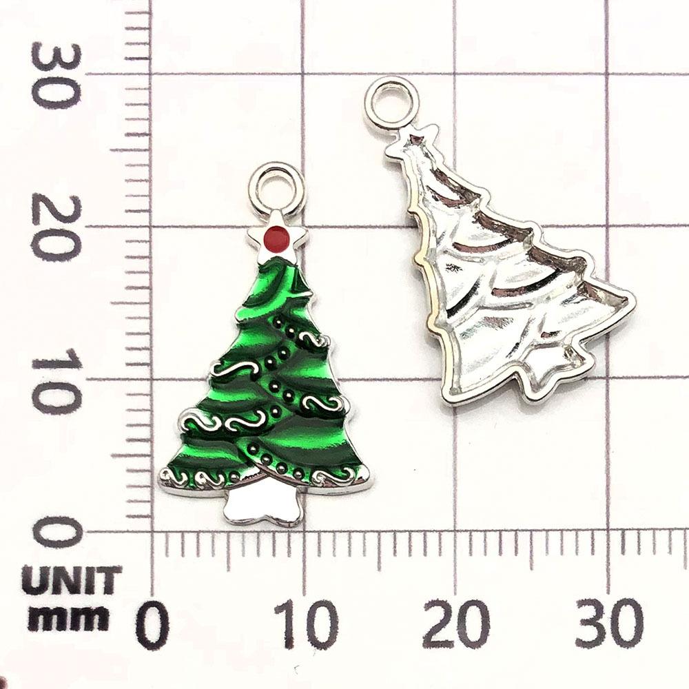 14313-J-绿色滴油亮银锌合金圣诞树15xx24-1g.