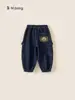 Pantalones de Invierno Nuevos Bangxuan para Niños Pantalones Largos Casuales con Bolsillos Grandes Pantalones Jogger Pantalones de Felpa para Bebé Jeans para Niños