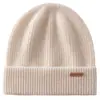 Gorro de Cachemira 100% Cachemira Pura Unisex Siete Agujas Engrosado Simple Versátil Cálido Gorro de Punto Gorro Turbante