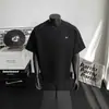 Camiseta de retalhos desconstruída de manga curta estilo americano para homens, top casual solto de alta qualidade para o verão
