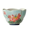 Taza de Té Doméstica Azul y Rosa con Loto, Estilo Antiguo, Pintada a Mano, Cerámica Arita, Taza para Té Kung Fu, Taza de Degustación
