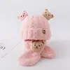 Gorro para Niños Estilo Coreano Niño y Niña Sombrero de Felpa Otoño e Invierno Caliente para Bebé Protección para los Oídos Gorro de Lana Tejido Lindo