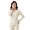 Ropa interior térmica para mujer, alta elasticidad y transpirable, adecuada para adolescentes, conjunto de capa base de invierno con top de cuello redondo y pantalones