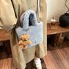 Bolsa Peluda Feminina 2025 Outono e Inverno Nova Bolsa Saco Bolsa de Mão Fofa Ins Versátil Bolsa de Ombro Transversal