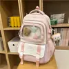 Mochila Minimalista Estilo Japonês 2025 Nova Leve para Aluno do Ensino Fundamental e Médio Mochila Transparente da Moda