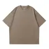 Camiseta unisex casual de algodón peinado de 300G, manga corta, color liso, hombros caídos, resistente, no transparente, cuello redondo, corte holgado, estilo americano