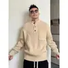 Suéter grueso de punto para hombre, ajuste slim, diseño casual, suéter estilo coreano, top de moda americana