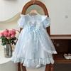Vestido de Elsa para Niña 2025 Verano Vestido de Princesa con Lazo Vestido de Cumpleaños de un Año Vestido Tutú