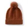 Gorro de tricô quente e resistente ao frio para atividades ao ar livre com pompom, novo estilo outono/inverno, unissex, feito de caxemira, grosso e versátil