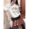 Top sin capucha de Otoño e Invierno Estampado Vintage Americano talla extra Graffiti Cuello redondo Sudadera para Mujer de Alta gama Divertido Holgado Moda