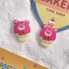 Desenho animado de simulação urso morango fofo laço câmera lápis cola creme material diy capa de celular resina combinar