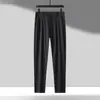 Pantalones Largos Casuales de Negocios Finos Ajustados de Seda Helada para Hombre, Elásticos, Resistentes a las Arrugas, Sensación Fresca