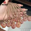 Colgante de Collar con Hebilla de Paz Patrón de Dragón Seda Dorada de Xinjiang Natural Flor de Durazno para Mujer, Colgante Rosa Estilo Chino Nuevo Vintage