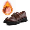 Mocasines Invierno 2025 Nuevo Terciopelo Zapatos Pequeños de Cuero Casual Zapatos de Cuero Genuino para Mujer Boca Baja Moda Zapatos Mary Jane