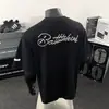 Camiseta Retro Americana de Manga Corta con Perlas y Letras para Hombres y Mujeres Verano Ins Marca de Tendencia Estilo Pareja Top Holgado y Versátil