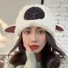 Invierno Dulce Lindo Sombrero de Ovejita Femenino Estilo Similar Zhou Yangqing Gorro Baotou Más Terciopelo Cálido Lana de Cordero Pulóver