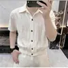 Camisa Holgada Elástica con Dobladillo de Personalidad Moda de Verano para Hombre Estilo Old Money Retro Americano Camisa Polo de Manga Corta para Hombre
