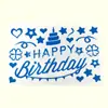 Em estoque atacado adesivos de bola de onda Inglês Feliz Aniversário acessórios de balão de onda transparente adesivos de balão