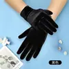 Guantes de Etiqueta de Terciopelo Dorado para Mujer Otoño e Invierno Tejidos Cálidos para Adultos de Cinco Dedos Cálidos Venta al por Mayor Guantes de Joyería