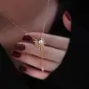 Colar de girassol com borla para mulheres Corrente de clavícula de luxo leve retrô francesa de alta qualidade