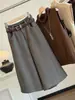 Pantalones de traje de pierna ancha de mezcla de lana de alta gama para mujer, nueva colección otoño 2026, estilo coreano, modernos y elegantes, adecuados para el trabajo, pantalones cropped de pierna recta