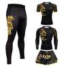 Calças justas de manga comprida de boxe Terno de treinamento de luta Terno de luta Masculino e feminino Sanda Suit Calças de fitness de secagem rápida Quatro peças