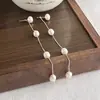 Pendientes Largos con Cadena y Borla de Perla Natural en Plata de Ley 925 para Mujer, Pendientes Elegantes Simples, Suaves y Dulces