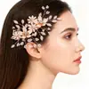 Joyería Nupcial Europea y Americana Floral Perla Pasador Hecho a Mano Femenino Accesorios para el Cabello Tocado para Fiesta de Graduación Boda Pinza de Pato