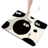 Tapete Fofo de Desenho Animado Bola de Carvão Preto para Banheiro de Terra de Diatomáceas, Absorvente de Água, Secagem Rápida, Antiderrapante, para Entrada de Banheiro, Uso Doméstico, Atacado em Estoque