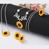 Joyería Europea y Americana Más Vendida Collar Creativo de Girasol Pendientes de Girasol Anillo Pulsera de Flor Juego de Cuatro Piezas Venta al por Mayor