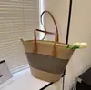 Bolso Tejido de Rafia Estilo Vacaciones Coreanas para Mujer Bolso Tote de Gran Capacidad Estilo Vacaciones de Verano Bolso de Hombro de Celebridad de Internet