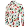 Camisas para Hombre Europeas y Americanas Transfronterizas Impresión Digital 3D Tendencia Serie Navideña Camisas de Manga Larga con Cuello