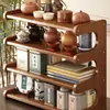 Estante de Madera Maciza Estilo Chino Pequeño para Escritorio Estante de Almacenamiento para Juego de Té Estante para Tazas de Té Mesa de Encimera