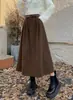 Design Primavera Verão Saia Meia Calça de Veludo Cotelê Feminina Nova Retrô Cintura Alta Emagrecedora Comprimento Médio Barra Larga Saia com Letras Estilo Coreano