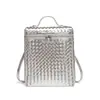 Mochila de Cor Sólida com Textura de Grande Capacidade Tecida à Mão Casual para o Dia a Dia Bolsa de Ombro Elegante e Requintada