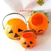 Linterna de Calabaza de Halloween Portátil Tarro de Dulces de Calabaza Accesorios para Actuaciones Infantiles Cubo de Calabaza Luminoso Decoraciones con Tapa
