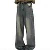Calça jeans vintage lavada, calça larga estilo street style americano masculina, nova coleção de outono, calça comprida, calça reta da moda estilo chinês para jovens