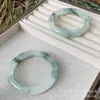 Pulsera de Jade Natural Tianshan de Xinjiang, Pulsera de Hielo de Jade para Mujer, Pulsera de Barra Redonda de Jade Nieve, Joyería de Jade de Nicho al por Mayor