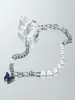 Colar de Pérolas Barrocas Splicing Borboleta Azul Doce e Cool Niche Acessórios de Clavícula Versáteis Estilo Cool de Luxo Acessível para Mulheres
