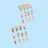 Uñas Portátiles de Venta Caliente en Comercio Exterior, Puntas de Uñas con Brillo de Onda Rosa y Azul, Uñas Postizas Almendradas Frescas y Versátiles de 24 Piezas
