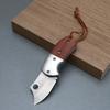 Cuchillo de autodefensa para exteriores, mini llavero, cuchillo plegable portátil para acampar, cuchillo plegable con mango de madera, cuchillo de bolsillo de alta dureza