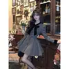Vestido Francés Dulce con Lazo de Manga Larga para Mujer Otoño Nuevo Estilo Hija Rica Little Chanel Cintura Ceñida Falda Acampanada