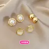 Conjunto de Brincos Pérola Gota de Óleo Agulha de Prata Retro Elegante Versátil Diário Brincos para o Trabalho Luxo Acessível Brincos de Alta Qualidade para Mulheres