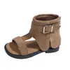 Sandalias Romanas Retro de Punta Abierta 2026 Verano Nuevo Estilo Coreano Sandalias de Caña Alta para Niñas Botas de Princesa con Suela Suave para Falda