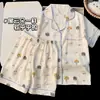 2026 Nuevos Pijamas de Algodón Nube de Verano para Niñas, Shorts de Manga Corta, Ropa de Casa Delgada para Niñas Mayores