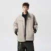 Chaqueta de Trabajo con Cuello Americano para Hombre Otoño Diseño High Street Empalme Chaqueta Retro Marca de Moda Suelta Casual Top