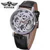 T-Winner/Victor 8005 Oro Hueco Manual Mecánico Deportivo de Negocios de Cuero Casual Reloj para Hombre