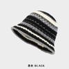 Nuevo Estilo Rayas Contrastantes Lana Cabeza Grande Plegable Sombrero de Pescador para Mujeres en Otoño e Invierno Mostrando Rostro Protección Pequeña Orejas Tejido Sombrero Cubeta Moderno