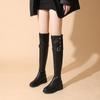Botas Altas hasta la Rodilla para Mujer en Otoño e Invierno Estilo Nuevo Punta Redonda Tacón Alto con Tacón Grueso y Hebillas, Dos Formas de Usar Elegantes y Versátiles Botas Altas Forradas de Borrego