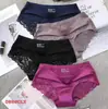 Calcinha de Renda de Cintura Média para Mulheres, Controle de Barriga Sem Costura, Alta Elasticidade, Não Deforma, Algodão Puro, Calcinha de Algodão Puro para Mulheres, Seda Gelada Sem Costura